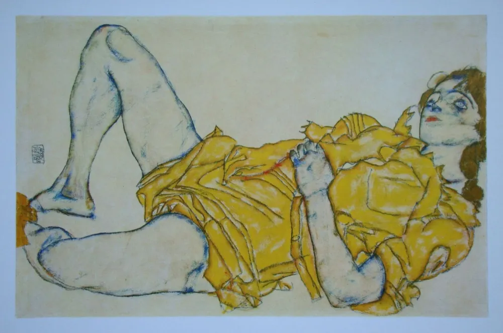 Гашение Schiele (After) - Mädchen im gelben Kleid