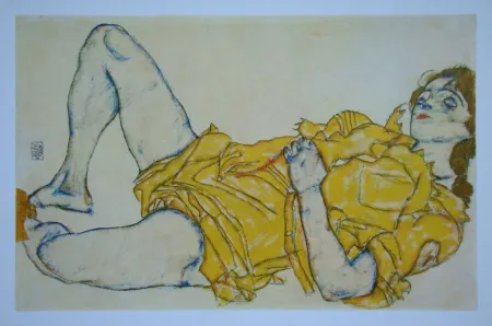 Гашение Schiele (After) - Mädchen im gelben Kleid