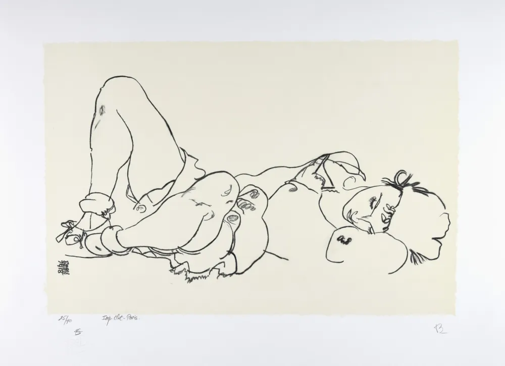 Литография Schiele - La femme allongée, 1918 | Reclining woman, 1918 (Liegende)