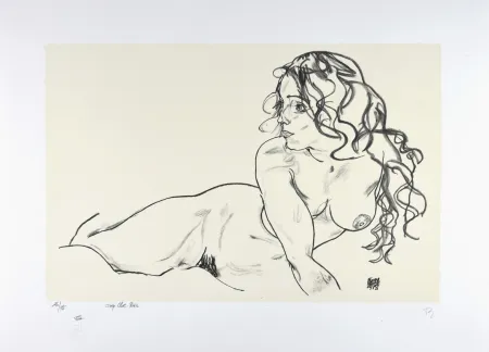 Литография Schiele - La fille aux cheveux longs, 1918 | The girl with long hair, 1918