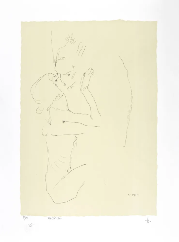 Литография Schiele - Le baiser, 1911 | The kiss, 1911