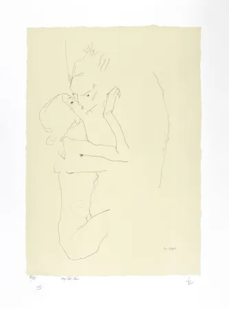 Литография Schiele - Le baiser, 1911 | The kiss, 1911