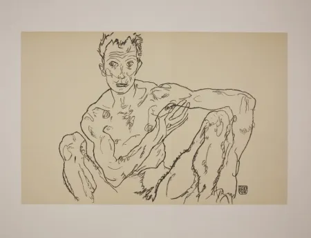 Литография Schiele - LE DERNIER AUTOPORTRAIT / THE LAST SELF-PORTRAIT - 1918