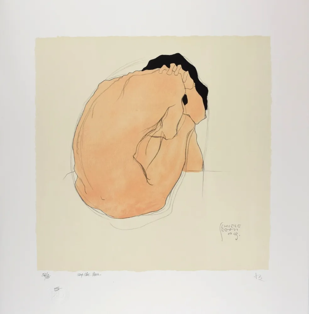Литография Schiele - L'Homme aux cheveux noirs, 1909 | Black-Haired Man, 1909