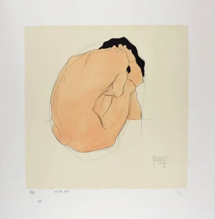 Литография Schiele - L'Homme aux cheveux noirs, 1909 | Black-Haired Man, 1909 (Black-Haired Man, Sitting / Sitzender schwarzhaariger Mann)