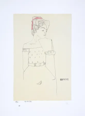 Литография Schiele - Portrait de Gerti Schiele, 1909 I Portrait of the Artist's Sister Gerti, 1909 
