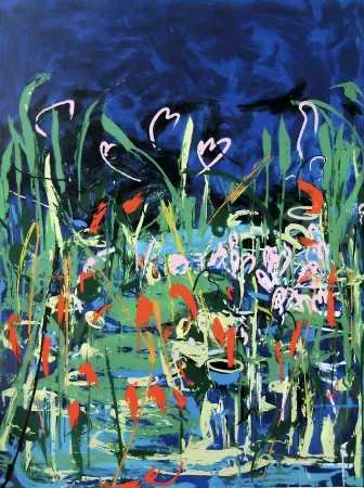 Сериграфия Schifano - Mario Schifano (1934–1998) – Acquatico IV – Multi-material enamel screen printing, created with 35 colour passes – 1993