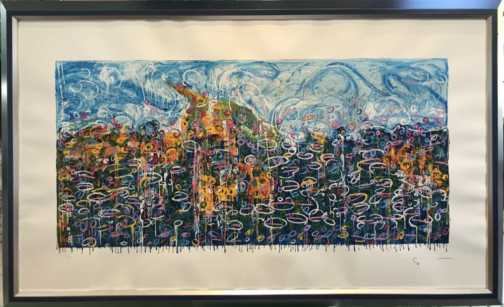 Сериграфия Schifano - Particolare del giardino