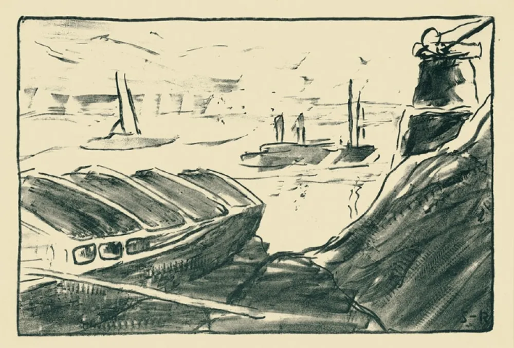 Литография Schmidt-Rottluff - Elbhafen