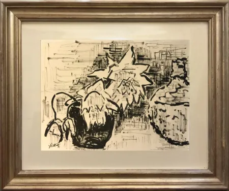 Нет Никаких Технических Schmidt-Rottluff - Stilllife with Sunflowers ORIGINAL INK DRAWING