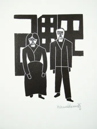 Линогравюра Schmitz - Arbeiterpaar (Working Couple)