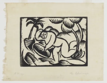 Гравюра На Дереве Schrimpf - Badende