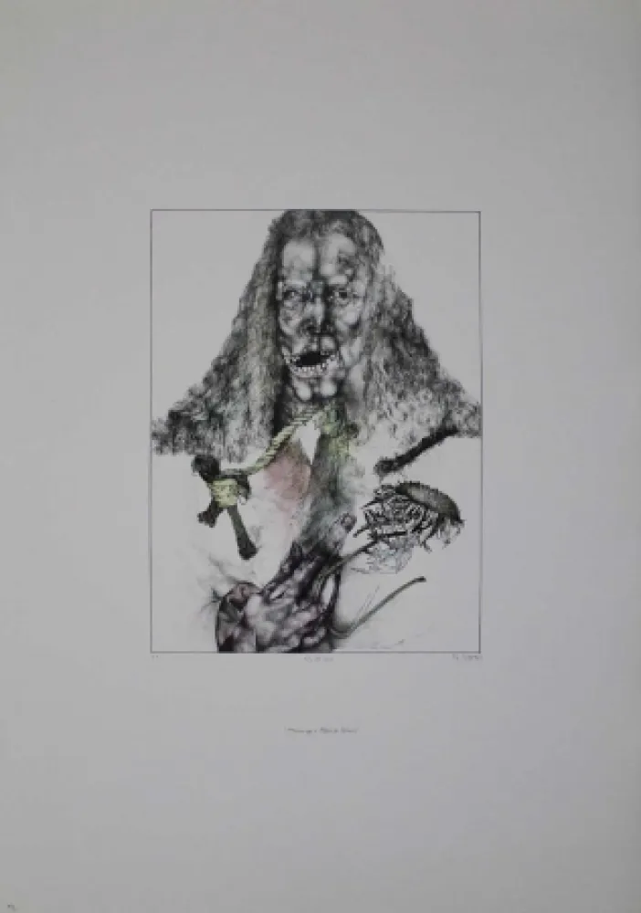 Литография Schwarz - Er ist tot (Hommage à Albrecht Dürer)