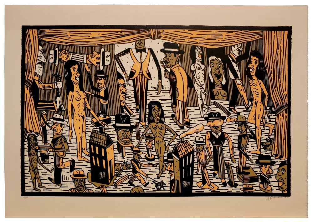 Линогравюра Segui - Théatre de la ville II