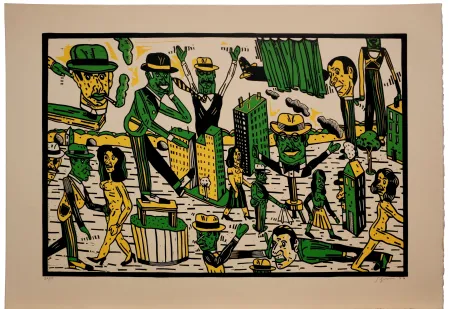 Линогравюра Segui - Théatre de la ville III