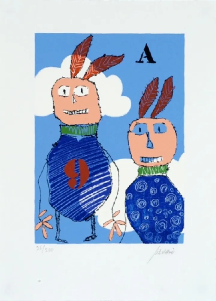 Сериграфия Silvain - Deux indiens qui volent