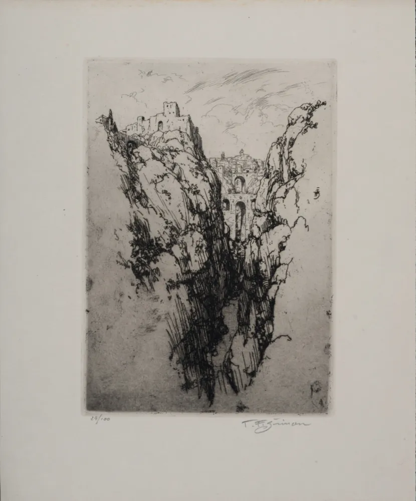 Офорт Simon - Vue de Ronda, c. 1913 - Hand-signed!