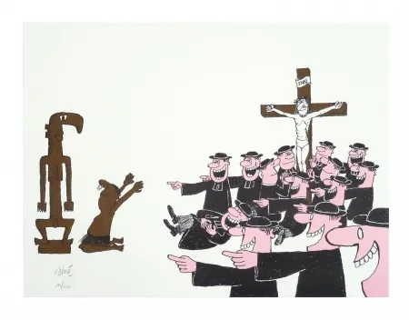 Литография Siné - Le curé et l'animiste