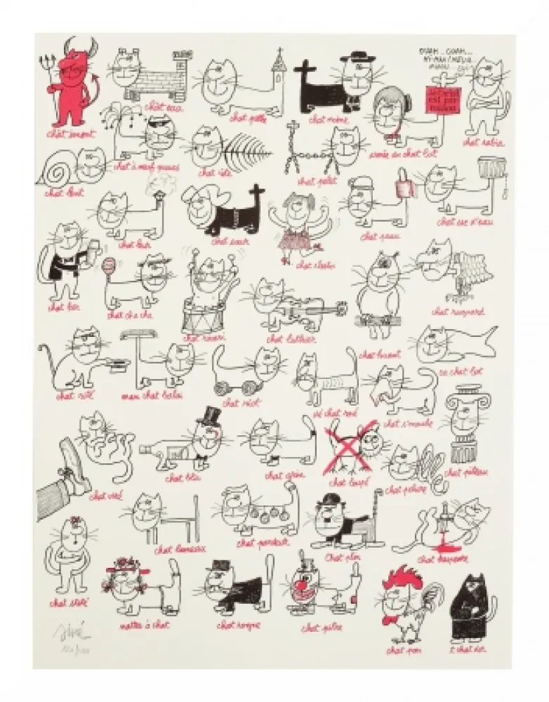 Литография Siné - Les chats