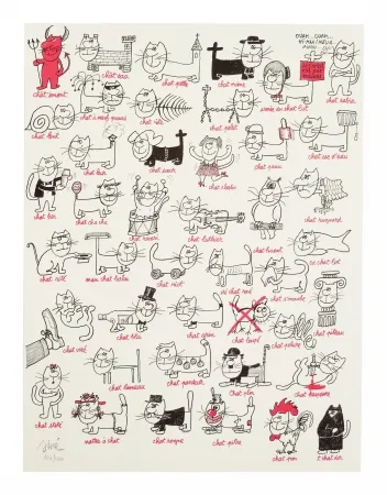 Литография Siné - Les chats