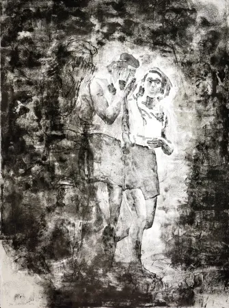 Литография Siversten - L'existant-Deux figures sortant