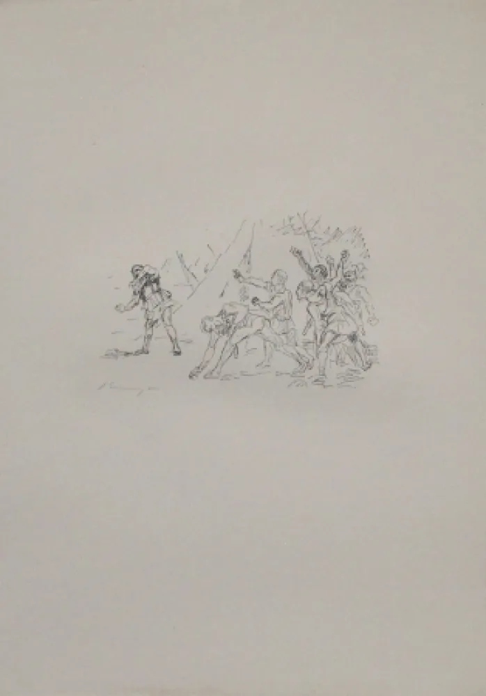 Литография Slevogt - Aufstand der Soldaten gegen Klearchos