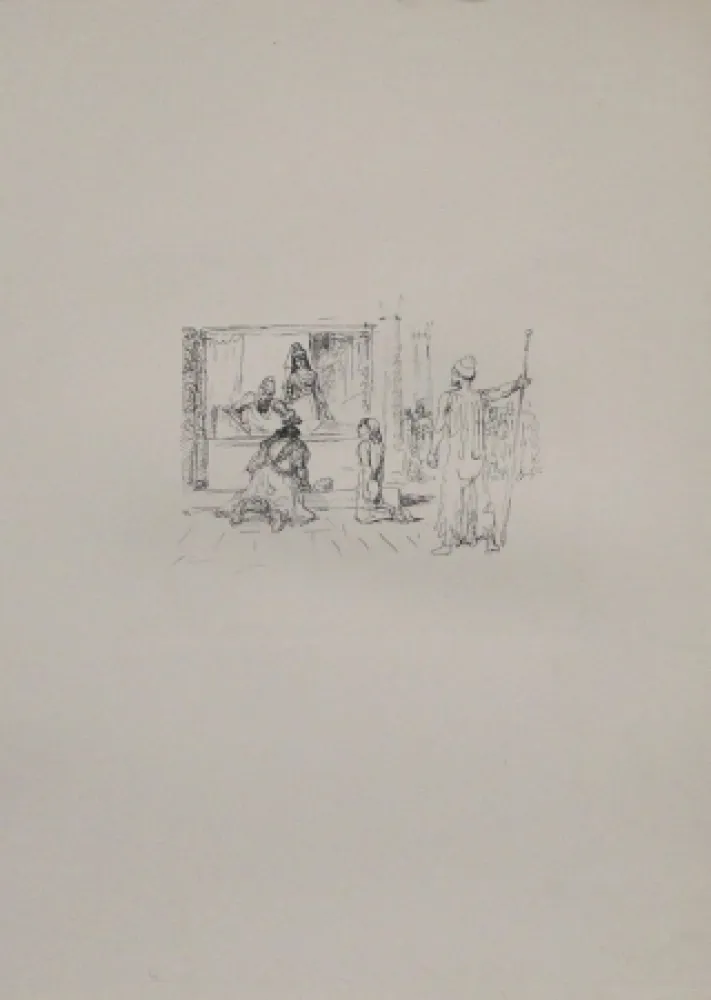 Литография Slevogt - Dareios II. kürt Artaxerxes zu seinem Nachfolger