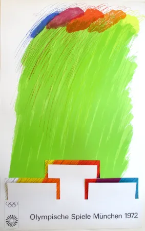 Литография Smith - OL 1972, original colourlithograph on a double sheets with cut-outs