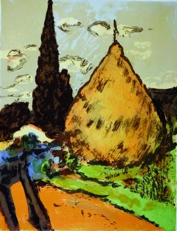 Литография Soffici - Cipressi e pagliaio