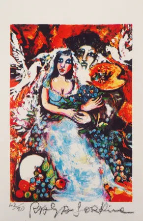 Литография Sorkine - Les mariés à la palette