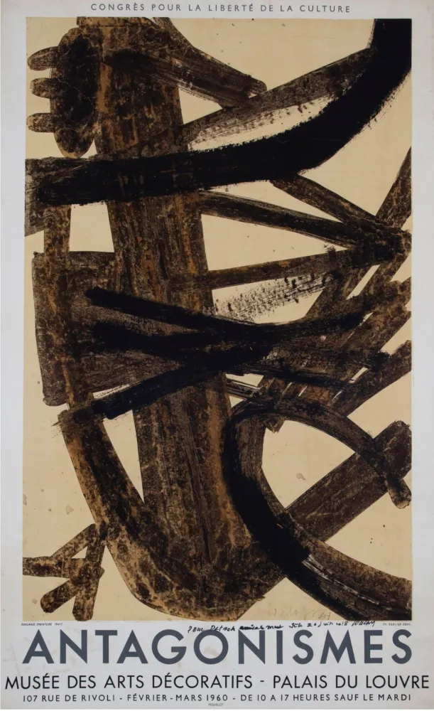 Литография Soulages - Antagonismes, 1960 - Hand-signed