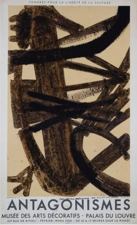 Литография Soulages - Antagonismes, 1960 - Hand-signed