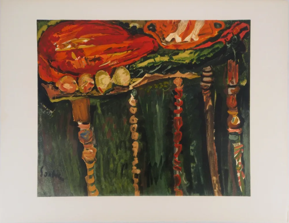 Литография Soutine - Table de boucher