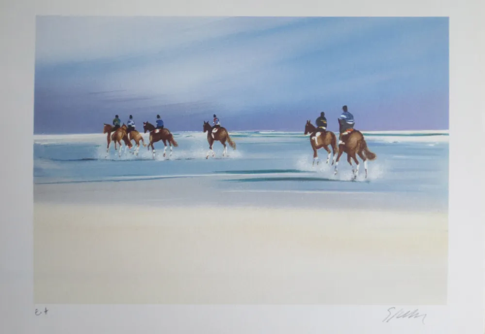 Литография Spahn - Balade sur la plage