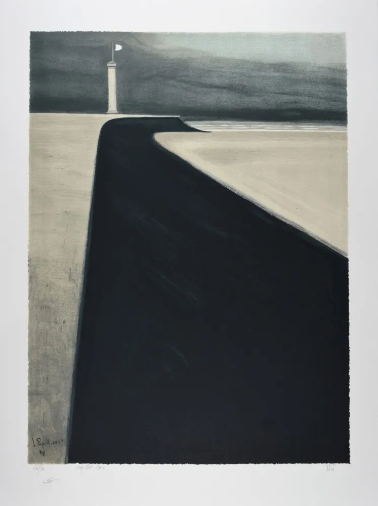 Литография Spilliaert - Le Phare sur la Digue, 1908 | Promenade and Lighthouse, 1908