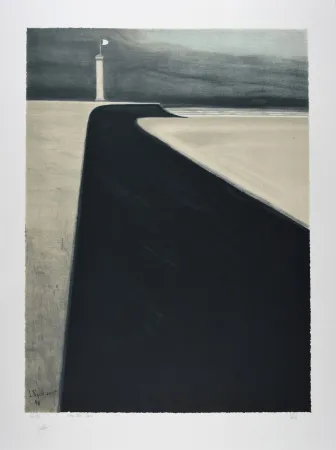 Литография Spilliaert - Le Phare sur la Digue, 1908 | Promenade and Lighthouse, 1908