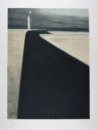 Литография Spilliaert - Le Phare sur la Digue, 1908 | Promenade and Lighthouse, 1908