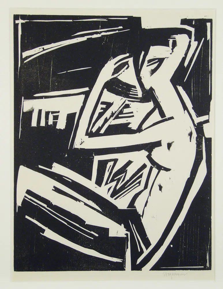 Гравюра На Дереве Stegemann - Nackte Frau sich kämmend (Naked woman combing her hair)