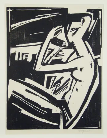 Гравюра На Дереве Stegemann - Nackte Frau sich kämmend (Naked woman combing her hair)