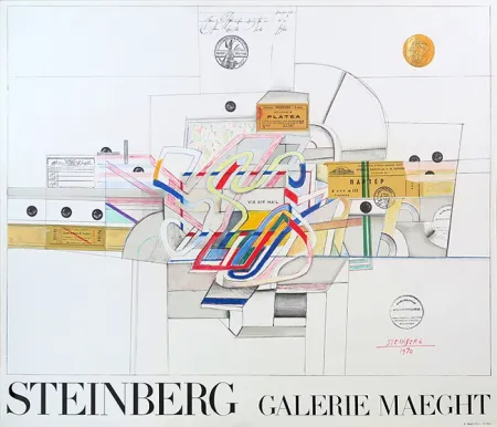 Литография Steinberg - Saul Steinberg, Ticket via Airmail, Affiche en Lithographie, 1970