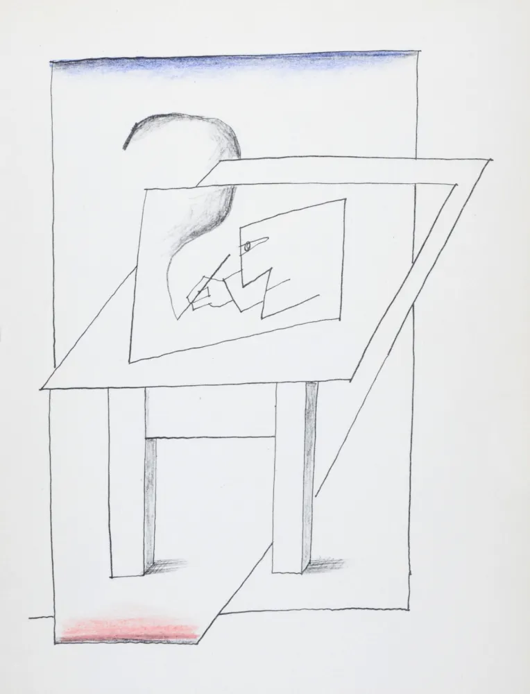 Литография Steinberg - Un homme dessinant, 1966