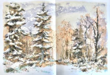 Литография Steinlen - Forêt voisine