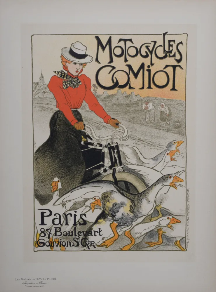 Литография Steinlen - Motorcycles Comiot, Les Maitres de L’Affiche, 1899