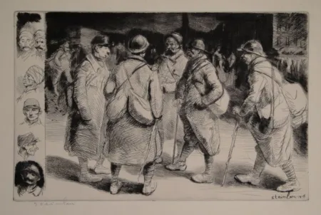 Гравюра Сухой Иглой Steinlen - Permissionaires no 1