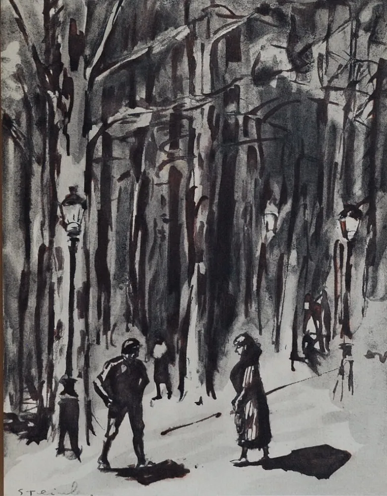 Литография Steinlen - Steinlen et la rue