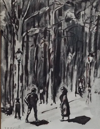 Литография Steinlen - Steinlen et la rue