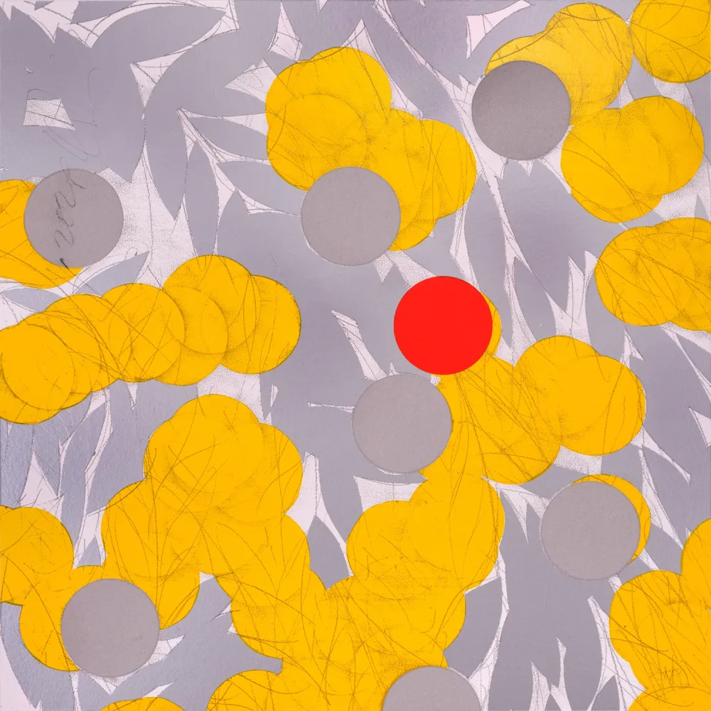 Сериграфия Sultan - Yellow Mimosa with Red