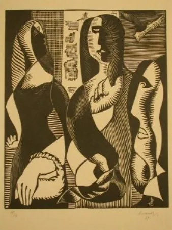 Гравюра На Дереве Survage - Femmes Cubistique