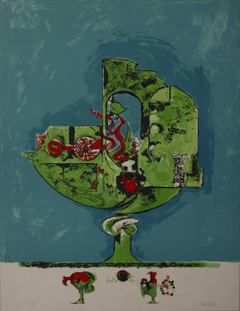 Литография Sutherland - Flammes dans une forme de roche I