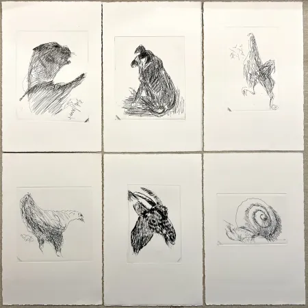 Гравюра Tal Coat - (Pierre Lecuire) BESTIAIRE. 50 eaux-fortes et pointes sèches de Tal Coat - Suite barrée unique (1985)